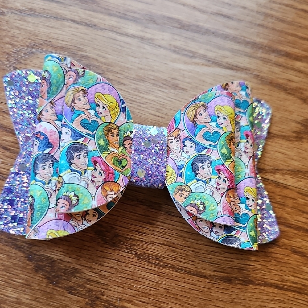 Disney Prince And Princess Colorful Glitter Hair Bow